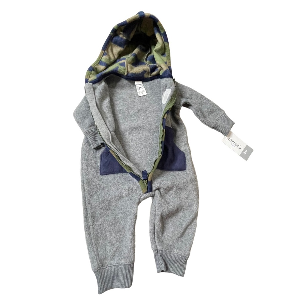 Carter’s baby boy hooded jumpsuit size 3M - Picture 9 of 13